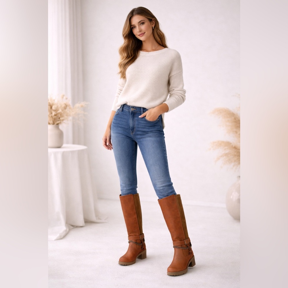 Patrizia Refresh Brown Riding Boots – Women’s Size 9 – Biker / Moto Style